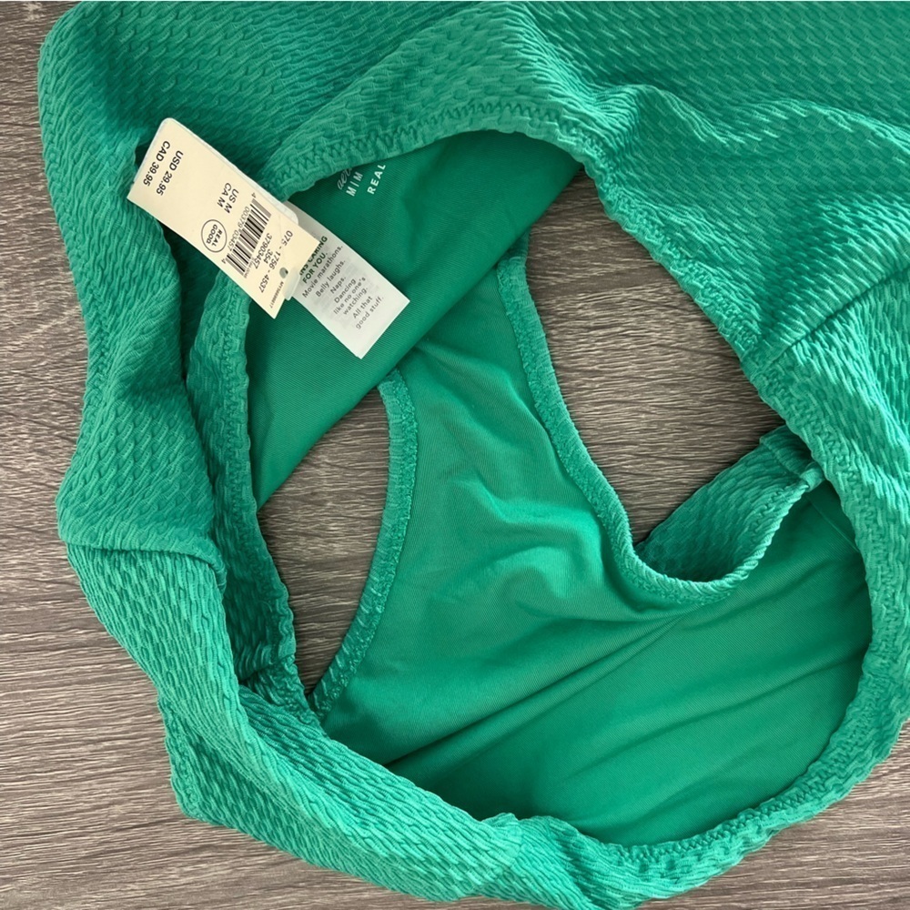 Aerie Green High Waisted Full Coverage Textured Bikini Swim Bottoms - Picture 4 of 6